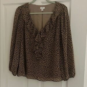 J Crew Brown Polka Dot Women's Top